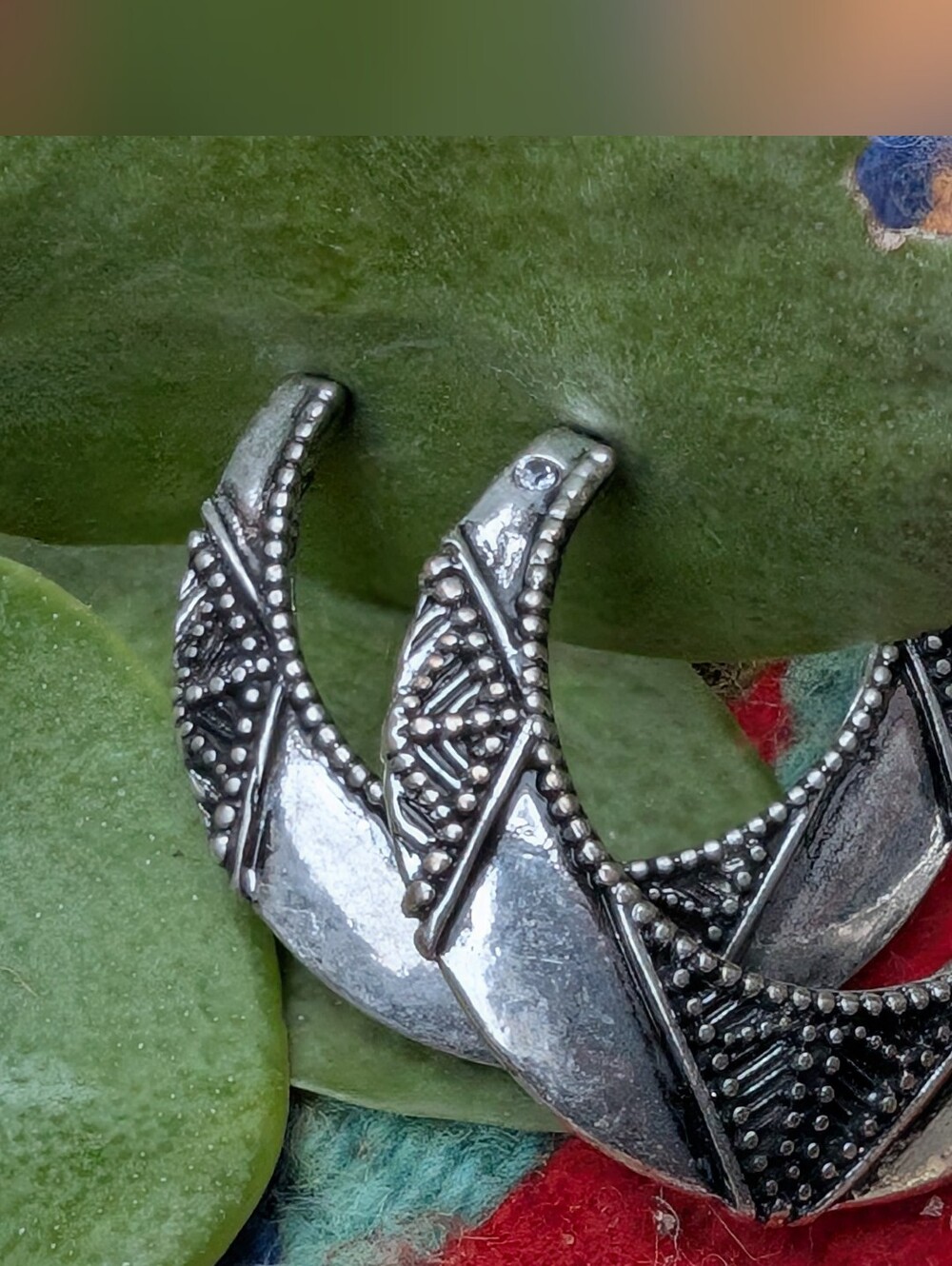 Crescent Moon Silver Hoop Earrings for Women